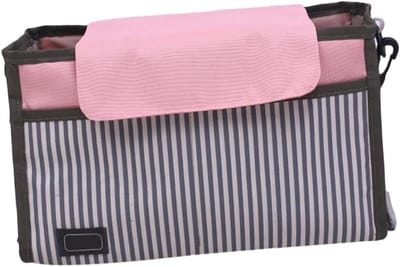 Kinderwagen Organizer - Buggy Tas - Baby Spullen - Waterdicht Ontwerp - 30 x 19 x 13 cm - Roze Streep