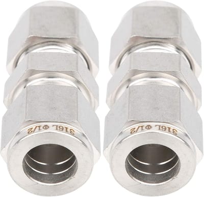 Roestvrijstalen compressiekoppelingen voor buizen, 2-delige dubbele ferrule adapter voor buizen (Φ1/2) met hoge drukbestendigheid en duurzaamheid