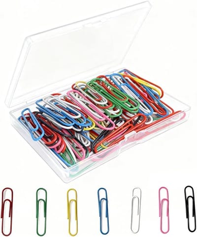 Solidchoice - Set van 100 Gekleurde Metalen Paperclips met Opbergdoos