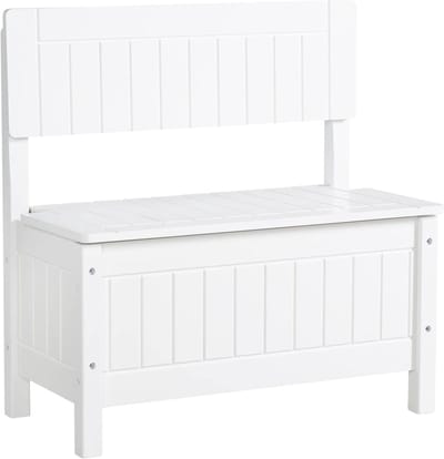 Kinder Zitbank - Opbergkist Bankje - Spelen en Opbergen - Landelijk Design - 59 x 57 x 29 cm - Wit
