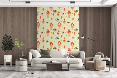 Behang - Fotobehang Patronen - Paddestoel - Oranje - Breedte 165 cm x hoogte 220 cm