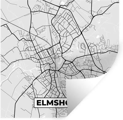 Muurstickers - Sticker Folie - Kaart - Duitsland - Plattegrond - Stadskaart - Elmshorn - 100x100 cm - Plakfolie - Muurstickers Kinderkamer - Zelfklevend Behang XXL - Zelfklevend behangpapier - Stickerfolie