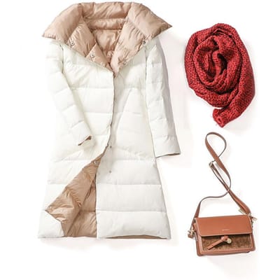 Lichtgewicht Donsjack Winter Nieuw Medium en Lang Dubbelzijdig Knielengte Slim Fit XXXL beige