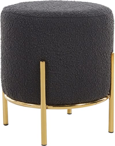 Poef Mia Antraciet - Bouclé - Breedte 35 cm - Diepte 35 cm - Hoogte 38 cm