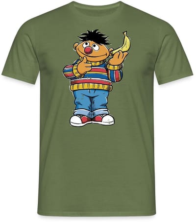 Sesamstraat Ernie Banana Telefoon T-Shirt Heren