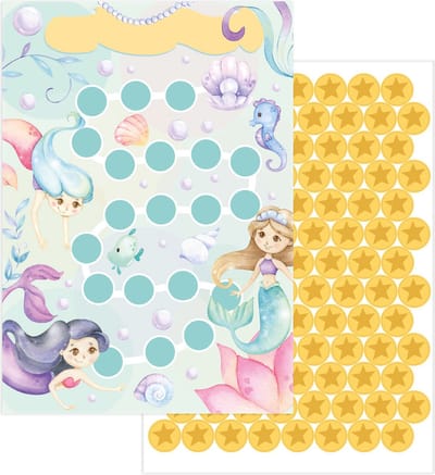 Beloningskaart met stickers - Zeemeermin (10 st.)