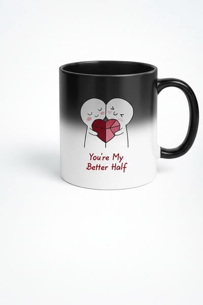 Magische Mok 'You're My Better Half' | Hittegevoelige Mok met Liefdeshart Design | Romantisch Cadeau