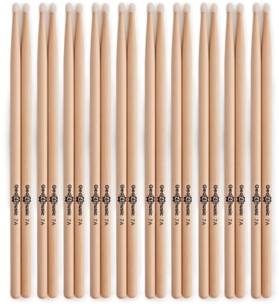 7A Nylon Tip Maple Drumsticks, 10 Pack