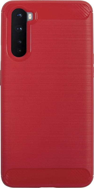 BMAX Carbon soft case hoesje geschikt voor OnePlus Nord / Soft cover / Telefoonhoesje / Beschermhoesje / Telefoonbescherming - Rood