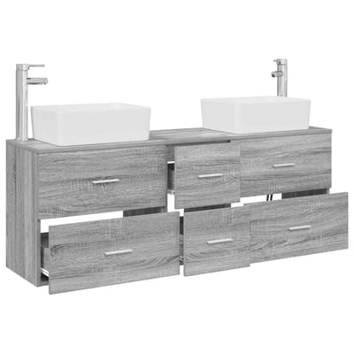 vidaXL - Badkamerkast - set - 3 - st - Grijs - Sonoma - 136 - x - 35 - x - 80 - cm