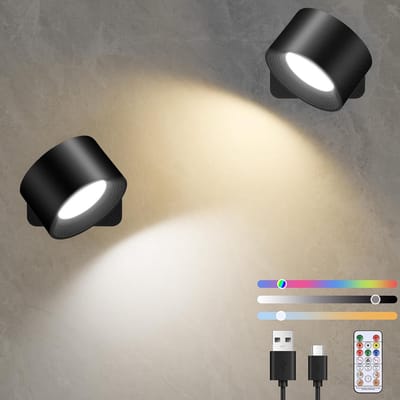 Oplaadbare Draadloze Wandlampen met Touch- en Afstandsbediening - 2 Stuks, Dimbaar, 3 Kleuren en 3 Helderheidsniveaus