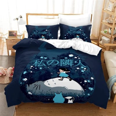 Anime Dekbedovertrek Kussensloop Beddengoedset T-TotoroeS Kawaii Volwassene Jongen Meisje Slaapkamerdecoratie Kinderen Eenpersoons Tweepersoons Groot Formaat 140x210cm 2pcs