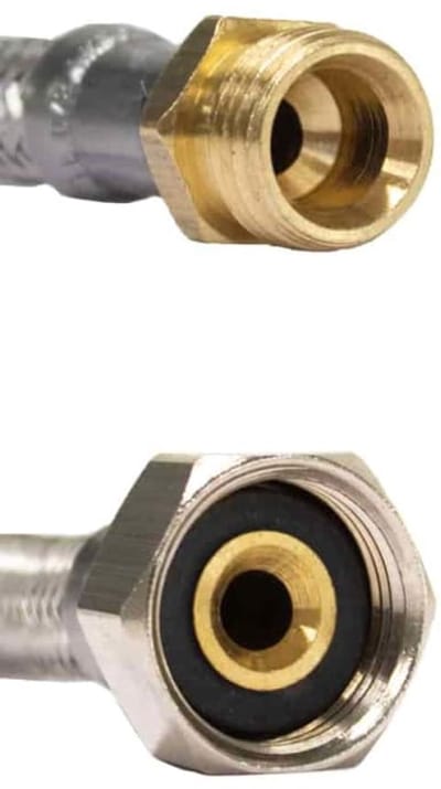 Flexibele Waterslang RVS 3/8" AG x 1/2" ÜM, 800 mm, DVGW