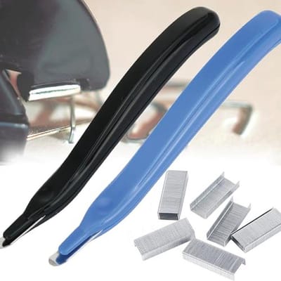 Nietjesverwijderaar Set - Ontnieter Tool - Papier Organiseren - Magnetisch Opvangbakje - 2 Stuks - Zwart Blauw