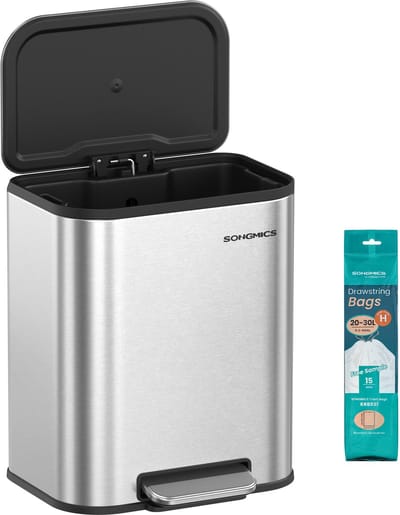 SONGMICS - Prullenbak - Pedaalemmer - Prullenbak - Deksel - 20 Liter - Softclose - Brede Antislip Pedaal