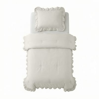 Sleeptime 2 in 1 Dekbed Ruffles - Dekbed zonder Overtrek - Wasbaar Dekbed - 140x200 - Wit
