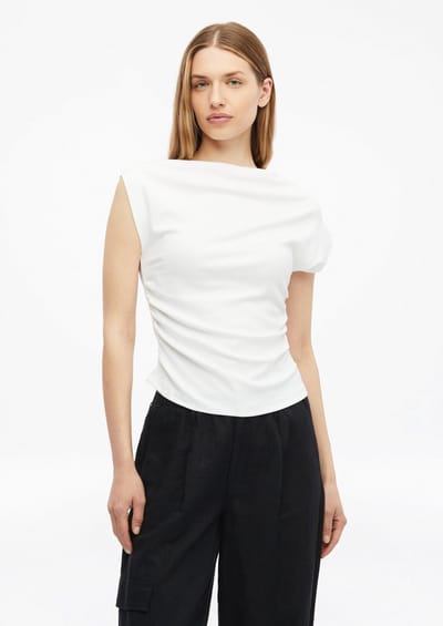 Mouwloze Jersey T-shirt met Plooien en Asymmetrische Halslijn Dames s.Oliver