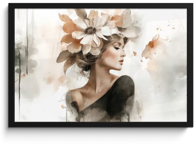 Poster in lijst - Fotolijst 60x40 cm - Posters - Bloesem - Portret - Gezicht - Posterlijst zwart - Decoratie - Wanddecoratie woonkamer - Muurdecoratie slaapkamer
