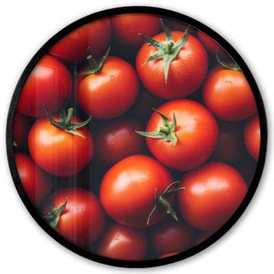 Poster in lijst Rond - Fotolijst 40x40 cm - Posters - Groente - Rood - Tomaten - Ronde posterlijst zwart - Decoratie - Wanddecoratie woonkamer - Muurdecoratie slaapkamer