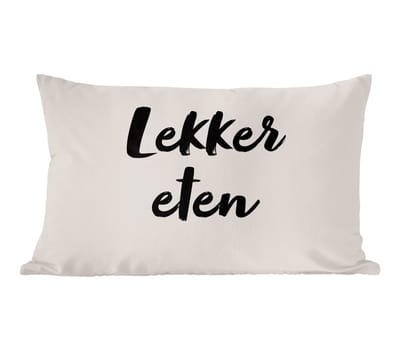 Sierkussens - Kussentjes Woonkamer - 60x40 cm - Taupe - Lekker eten - Quote