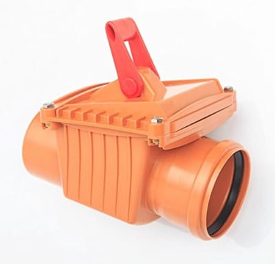 Terugslagklep DN110 - Afsluitbare klep - Afvalwaterbeheer - Horizontale inbouw - Ø 110 mm - Oranje