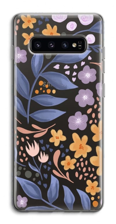 Case Company® - Hoesje geschikt voor Samsung Galaxy S10 4G hoesje - Flowers with blue leaves - Soft Cover Telefoonhoesje - Bescherming aan alle Kanten en Schermrand