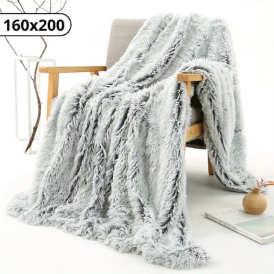 Bovista Plaid - Dekentje - Pluche - Wollen - Fleece - Deken - Knuffeldeken - Bank Deken - Licht Grijs - 160x200cm