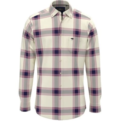 Fynch-Hatton Overhemd Big Check Button Down Pale Blush / male