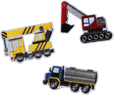 Voertuigen set 3 stuks - Loader - Graafmachine - strijkapplicatie strijk embleem - patch - patches - stof & strijk applicatie -Carnaval