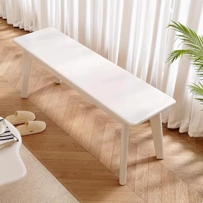 Houten Boerderij Bank - Entree Stoel - Zitcomfort Bieden - Duurzaam Rubberhout - 99 cm - Wit