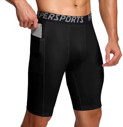 Elastische Fitness Sportbroek Heren - met Zakken - Korte Broek - Sport - Zwart
