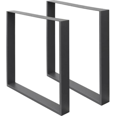 2x tafelpoten Tafellopers van vierkante profielen 60x72 cm antraciet staal met poedercoating