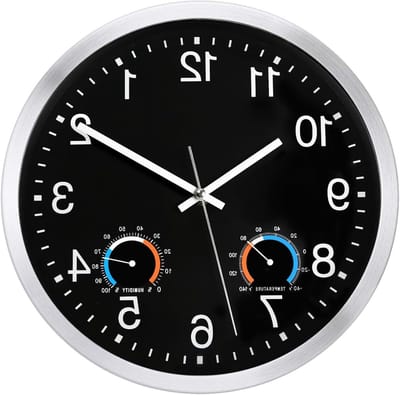 Buitenklok - Wandklok Tuin - Weerbestendig Meten - Geïntegreerde Thermometer Hygrometer - 30 cm Rond - Zwart