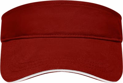 Zonneklep uni kleuren 47 cm - zonnehoedjes voor volwassenen bordeaux/wit