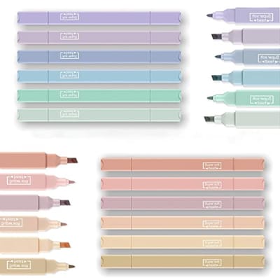 6 Stuks Hoge Kwaliteit Pastel Highlighters en Pennen - Markeer Stiften voor School, Kantoor en Creatieve Projecten