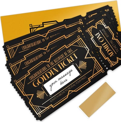Gepersonaliseerde Kraskaart met Gouden Enveloppen voor Verrassingsonthulling - Set van 6 Tickets