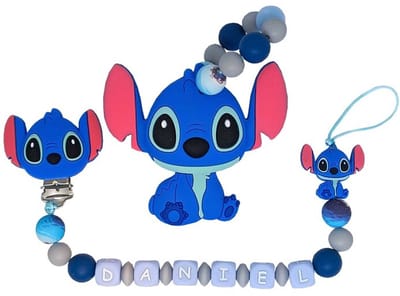 Siliconen Tutkoord & bijtring set - Lilo & Stitch met naam