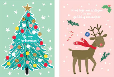 50 Luxe Kerstkaarten en Nieuwjaarskaarten met Enveloppen - 5x10