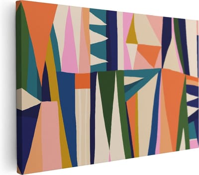 Artaza Canvas Schilderij Geometrisch Patroon - 90x60 cm - Wanddecoratie Kleurrijk - Muurdecoratie Abstract - Decoratie Woonkamer