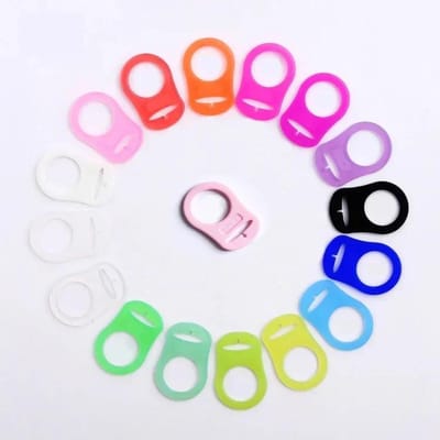 Lot de 5 tétines pour bébé, adaptateur de clip pour anneau, bouton en silicone multicolore, manuel, bricolage, accessoires pour nouveau-né pink