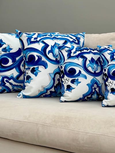 ELEGANZA – Indoor & Outdoor Kussen – Blauw/Wit – 40x40 | 50x50 | 60x60 cm- gratis verzonden