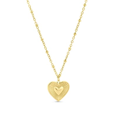 CO88 Collection - 8CN-26491 - Dames Hart Ketting Goudkleurig - RVS - Verstelbare Ketting 39 + 6 cm - Cadeau voor Haar