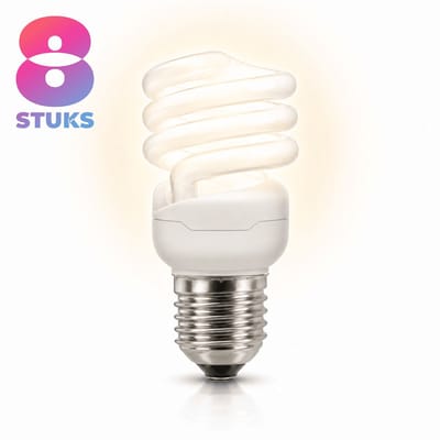 8x Spiraal Spaarlamp E27 - 13W - Warm Wit Licht (2700K) - 900 lm - 10 jaar - Niet Dimbaar