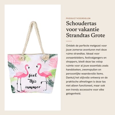 Dailygoods- Strandtas met rits - Grote strandtas - Schoudertas - Winkel tas - Dames tas - Comfortabele handvatten - Waterdicht materiaal