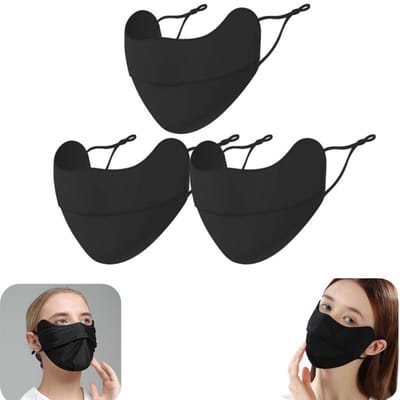 3 stuks masker - sportmasker - masker met oorhaakjes - beschermend masker - zonbescherming - ademend - wasbaar - verstelbaar - herbruikbaar - sportaccessoire - geschikt voor fietsen, woon werkverkeer, autorijden (zwart, 25*15cm)