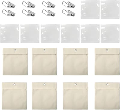 8 Stuks Zandzakken voor Buiten Gordijnen met Metalen Haken, Beige Canvas Gewichten voor Tenten en Tafelkleden