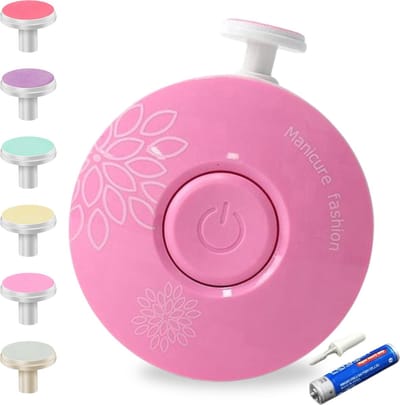 Elektrische Nagelvijl - Licht Roze - Veilig en Zacht voor Baby's - Inclusief 6 Diverse Vijl koppen incl. Polijstkop - Waterbestendig - 3-Stand Rotatie - Manicureset Baby - Nagelknipper - Polijsten - Babycadeau