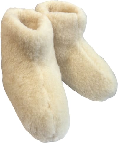 wollen sloffen off-white hoog model - 100% schapenwol - Maat 37