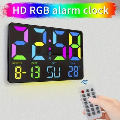 Dutchers® Digitale wandklok met afstandsbediening - Wekker - Groot Display - Digitale Thermometer Binnen - Te gebruiken als Dementieklok - Dementie klok