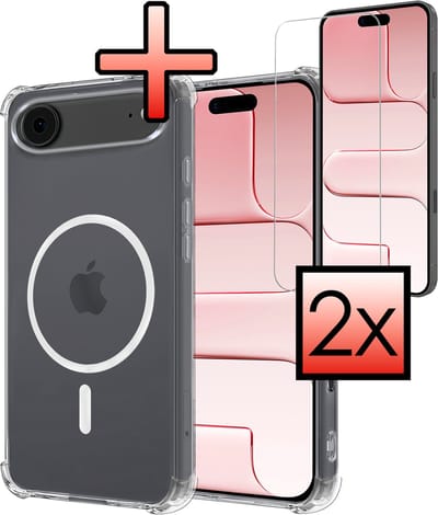 Hoesje - Met 2x Screenprotector - Geschikt voor Apple iPhone Air - Magsafe Compatible - Sterk & Shockproof - Back Cover - Shock Proof Case - Telefoon Hoes - Transparant